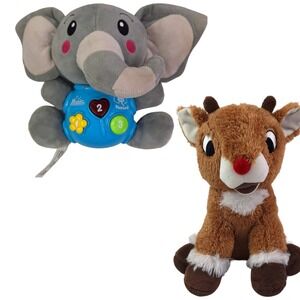 Musical Plush Elephant for Babies and Toddlers Plays 12 Songs with Friend Rudolp